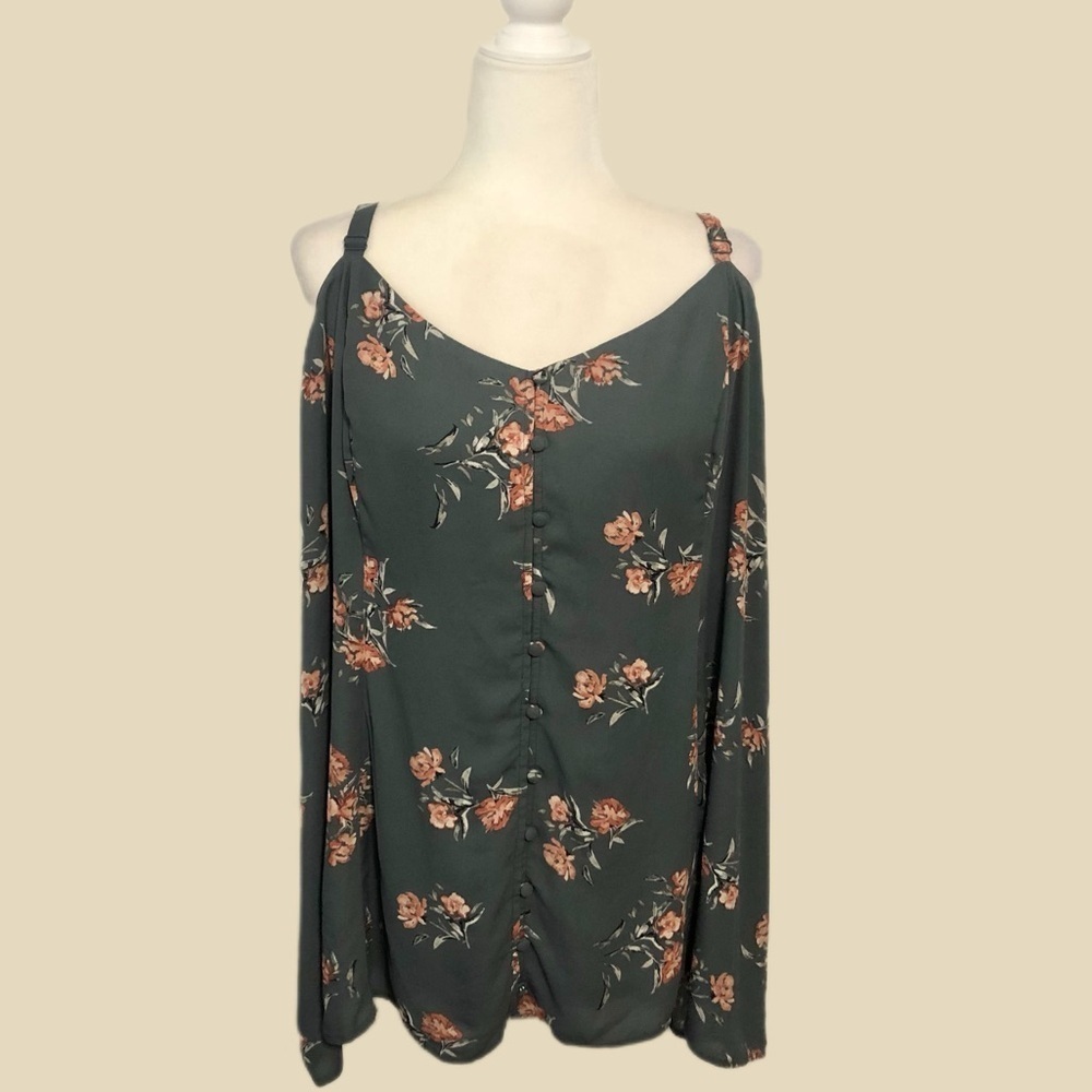 Torrid Floral Print Strap Blouse Size 5
